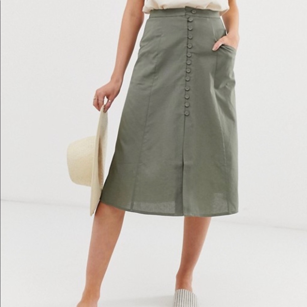 Nwt Asos Button Front Midi Skirt - image 4